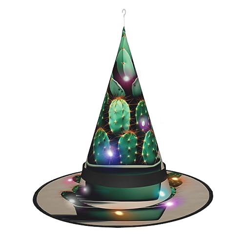 SSIMOO Cactus Art Damen Halloween Hexenhut - LED Leuchtende Kappe - Ideal für Partys und Rollenspiele von SSIMOO
