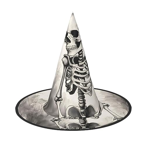 SSIMOO Interessanter Skelett-Hexenhut für Damen, modischer Halloween-Hexenhut für Damen, Ihr Lieblingsstück für Halloween-Kostüm-Baugruppen von SSIMOO