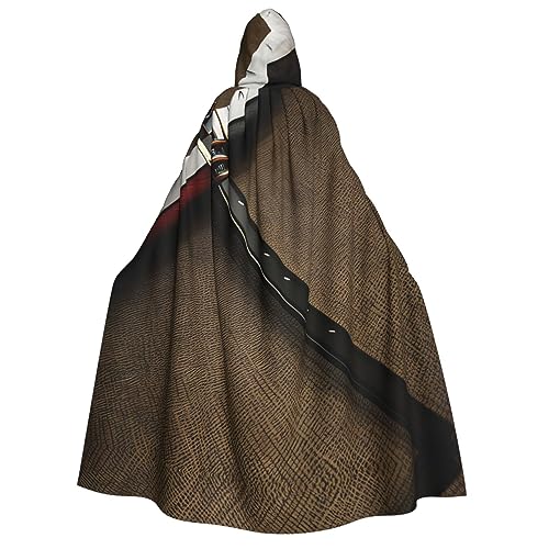 SSIMOO Japanisches Samurai-Schwert, auffälliges Cosplay-Kostüm, Umhang für Damen, Unisex, Vampirumhang für Halloween von SSIMOO