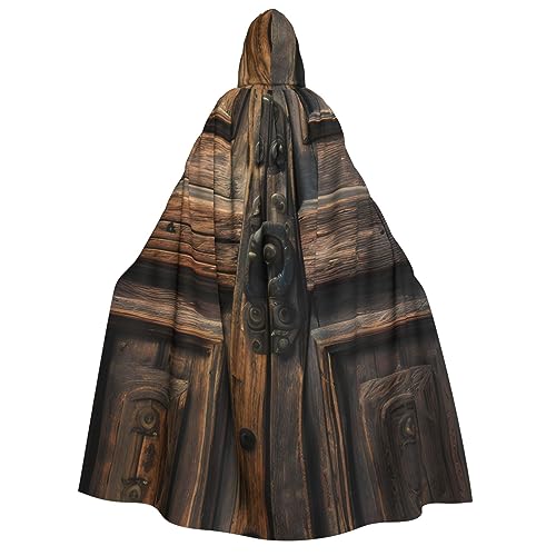 SSIMOO Rustikaler antiker Holztür-auffälliger Cosplay-Kostüm-Umhang für Frauen – Unisex Vampirumhang für Halloween von SSIMOO