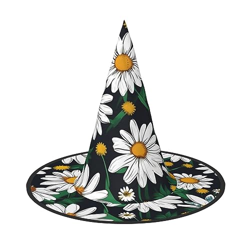 SSIMOO Schicker Halloween-Hexenhut für Damen, florale Blumen, Gänseblümchen, ultimative Wahl für das beste Halloween-Kostüm-Ensemble von SSIMOO