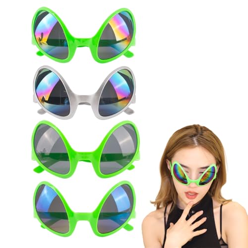 SSKHE 4 Stücke Lustige Alien-Brille,Alien-Kostümbrille,Dekorative Party-Sonnenbrille,Partybrille für Erwachsene,Alien-Kostümbrille party glasses für Cosplay Party Favors Karneval Sonnenbrille von SSKHE