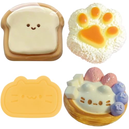 SSKHE 4 Stück Fufu Squishy Set, Kitten Egg Tarts + Karamell Käse + Reisball Cat Paws + Toast, Taba Squishy, Squeeze Toy, geeignet für alle Altersgruppen, niedliches Stressabbau-Spielzeug, um Stress SSKHE 4 Stück Fufu Squishy Set, Kitten Egg Tarts + Karamell Käse + Reisball Cat Paws + Toast, Taba Squishy, Squeeze Toy, geeignet für alle Altersgruppen, niedliches Stressabbau-Spielzeug, um Stress von SSKHE