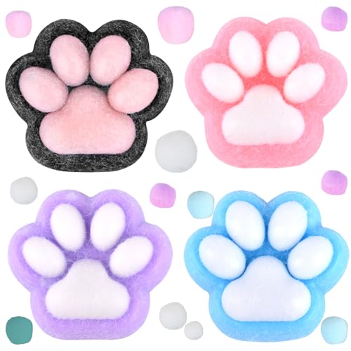 SSKHE 4 Stück Squishy Katze, Riesenpfotenspielzeug, Squishy, Katzenpfotenspielzeug, Anti-Stress-Spielzeug, Kawaii, Fufu, Taba, Yoyo, Squishy, niedliches Fidget für Kinder und Erwachsene, Spielzeug zum von SSKHE