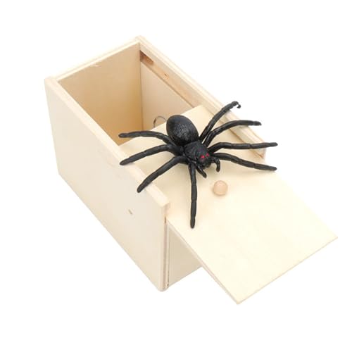 SSKHE Scary Spider Prank Box, Überraschungs Box aus Holz, Spinne Neuheit Spielzeug, Scherzbox, für Halloween oder Aprilscherze von SSKHE