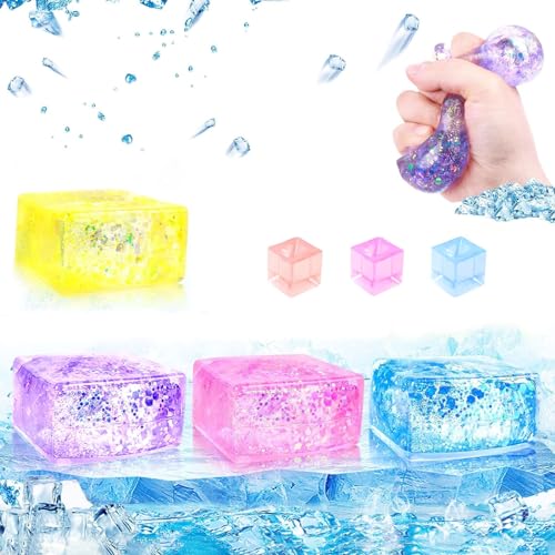 SSKHE Stressball, 2 Stück Großes Eiswürfel-Fidget Toys+1 Stück Mini-Nice Cube, für Angst Und Stressabbau, für Kinder und Erwachsene (Farbe Zufällig) von SSKHE