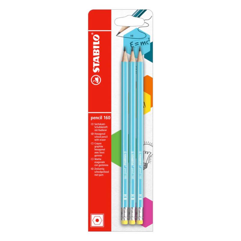 STABILO Schulbleistift pencil 160, Sets 3er Set, Bleistift mit Radierer, Härtegrad HB, Farbe blau STABILO Schulbleistift pencil 160, Sets 3er Set, Bleistift mit Radierer, Härtegrad HB, Farbe blau von STABILO
