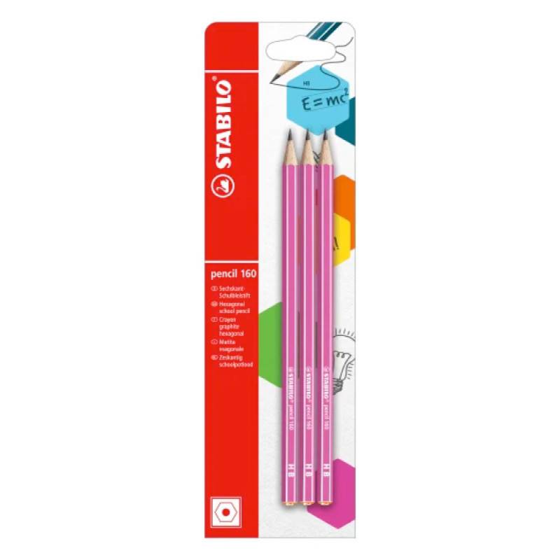 STABILO Schulbleistift pencil 160, Sets 3er Set, Bleistift ohne Radierer, Härtegrad HB, Farbe pink STABILO Schulbleistift pencil 160, Sets 3er Set, Bleistift ohne Radierer, Härtegrad HB, Farbe pink von STABILO