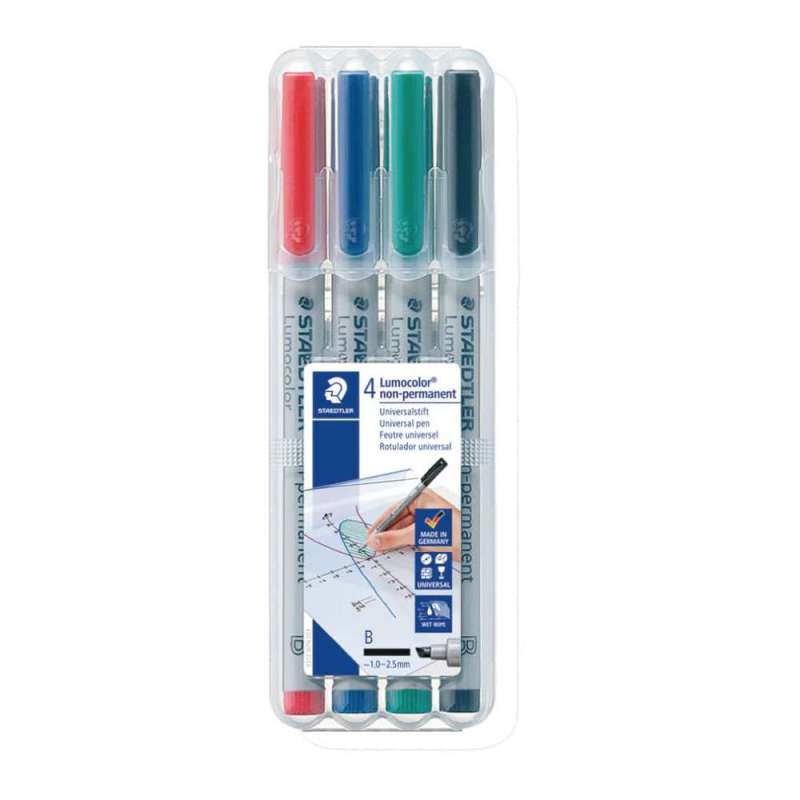 STAEDTLER Lumocolor Folienschreiber, Sets 4er Set, Ausführung abwischbar, Strichstärke 1 - 2,5 mm STAEDTLER Lumocolor Folienschreiber, Sets 4er Set, Ausführung abwischbar, Strichstärke 1 - 2,5 mm von STAEDTLER
