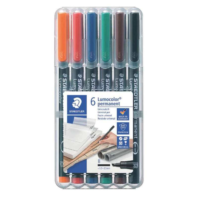 STAEDTLER Lumocolor Folienschreiber, Sets 6er Set, Ausführung permanent, Strichstärke 1 - 2,5 mm STAEDTLER Lumocolor Folienschreiber, Sets 6er Set, Ausführung permanent, Strichstärke 1 - 2,5 mm von STAEDTLER