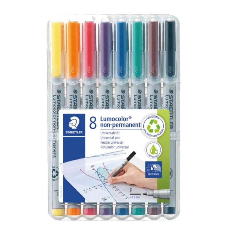 STAEDTLER Lumocolor Folienschreiber, Sets 8er Set, Ausführung abwischbar, Strichstärke 0,6 mm STAEDTLER Lumocolor Folienschreiber, Sets 8er Set, Ausführung abwischbar, Strichstärke 0,6 mm von STAEDTLER