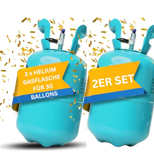 Brogaz 2x Helium Gasflasche [für 60 Luftballons]– Helium Balloon Gas für bis zu [60Luftballons] – Ballongas - Helium Gasflasche klein inkl. STAHLMANN ® Bedienungsanleitung von STAHLMANN