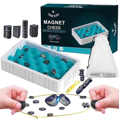 STAR-TOYS 40-teiliges magnetisches Schachbrett – 2-in-1-Magnetschach, magnetisches Schachspiel, magnetisches Reiseschach, Puzzle-Dame, tragbares Schachbrett für Familientreffen von STAR-TOYS