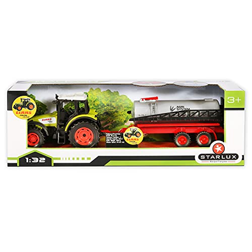 STARLUX 802038 Set Traktor Claas Celtis 446 und Streuer, Rot, 39912 von STARLUX