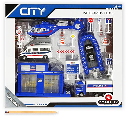 STARLUX CITY-CITY-806102-Koffer Sortiment Fahrzeuge aus Metall (Polizei), 806102, blau von STARLUX