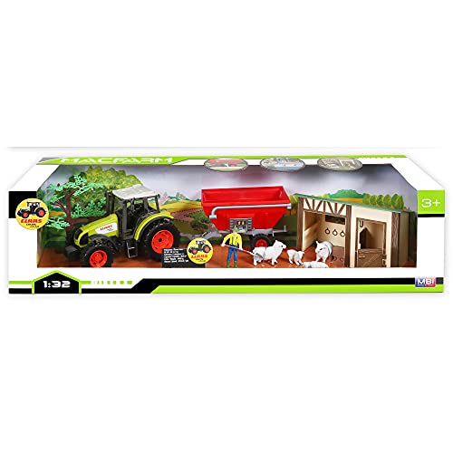 Starluxx – Coffret Traktor Claas Celtis 456 mit Remorque, Schafe und viel Zubehör – Palette Bauernhof – 1: 32E von STARLUX