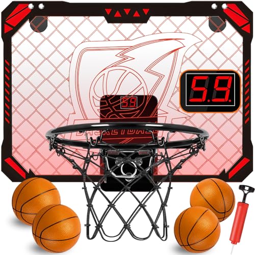 STAY GENT Basketballkorb Tür für Kinder und Erwachsene, Mini Basketballkorb Set mit 4 Bällen Automatischer Anzeiger & LED-Lichter, Indoor Außen Basketball Spiele für Zimmer Haus Büro von STAY GENT