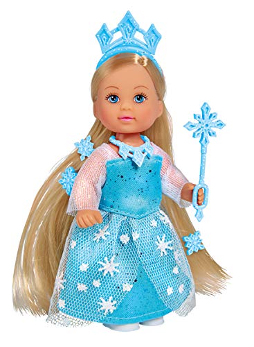 Simba 105733363 - Evi Love Ice Princess, Spielpuppe als Prinzessin mit langem Haar, glitzernder Krone, Halskette, Kamm, Haarclips und Zepter, 12cm, ab 3 Jahre von STEFFI LOVE