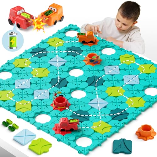 STEM MATCH Kinderspielzeug Brettspiele Logischer Straßenbauer, Großes Labyrinth Puzzle-Brettspiel, Labyrinth Elektrisches Spielzeugauto für Jungen und Mädchen im Alter von 4+ Jahren von STEM MATCH