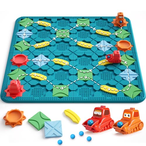 Kinderspielzeug STEM Brettspiele, logischer straßenbauer Brain Teasers Puzzles Spiele für 4 5 6 7 Jahre Jungen Mädchen, großes Brett Labyrinth Spiele für Multiplayer Montessori Geschenke für Alter 4-8 von STEM MATCH