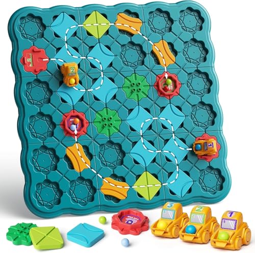 Kinderspielzeug STEM Brettspiele, logischer straßenbauer Brain Teasers Puzzles Spiele für 4 5 6 7 Jahre Jungen Mädchen, großes Brett Labyrinth Spiele für Multiplayer Montessori Geschenke für Alter 4-8 von STEM MATCH