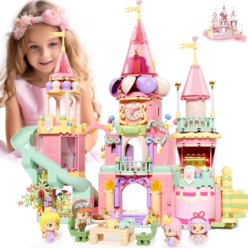 STEM MATCH Mädchen Prinzessin Schloss Bauklötze Spielzeug, 1005 Stück Friends Mädchen Schloss Baukasten Geschenke für Kinder Mädchen Jungen ab 6 7 8 9 10 11 12 Jahre (Rosa) von STEM MATCH