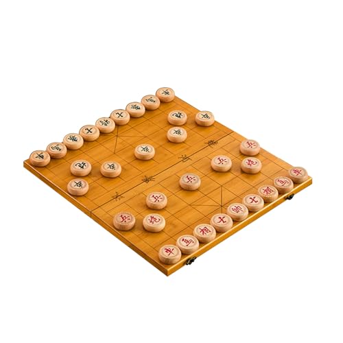2 Spieler Chinesischen Schach Spiel Set Tragbare Xiangqi Mit Faltbare Bambus Bord Tischplatte Strategie Brettspiel(Beechwood,3.8cm/1.5in) von STEPHM