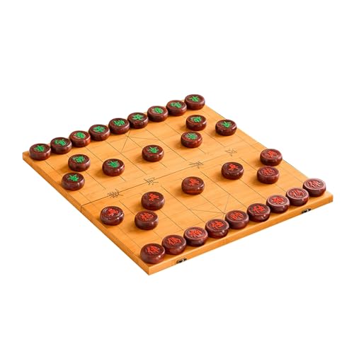 2 Spieler Chinesischen Schach Spiel Set Tragbare Xiangqi Mit Faltbare Bambus Bord Tischplatte Strategie Brettspiel(Red sandalwood,4.8cm/1.9in) von STEPHM