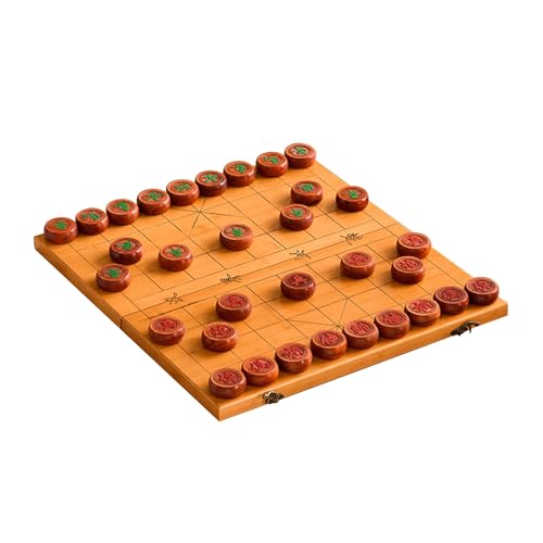 2 Spieler Chinesischen Schach Spiel Set Tragbare Xiangqi Mit Faltbare Bambus Bord Tischplatte Strategie Brettspiel(Rosewood,5.8cm/2.3in) von STEPHM