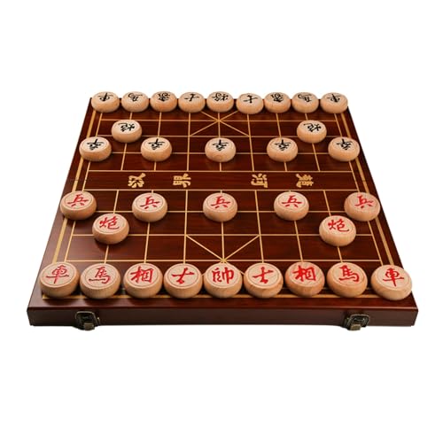 Chinese Chess Game Set with Foldable Board Portable Xiangqi Tabletop Strategy Game for 2 Players for Teens Adults Family(Size:5.8cm/2.3in) von STEPHM