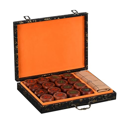 Chinesisches Schach for 2 Spieler, Xiangqi-Schachspiel, pädagogische Strategie-Brettspiele, Puzzlespiele, Reisespiele mit Geschenkbox und Lederschachbrett(Rosewood,5.8cm/2.3in) von STEPHM