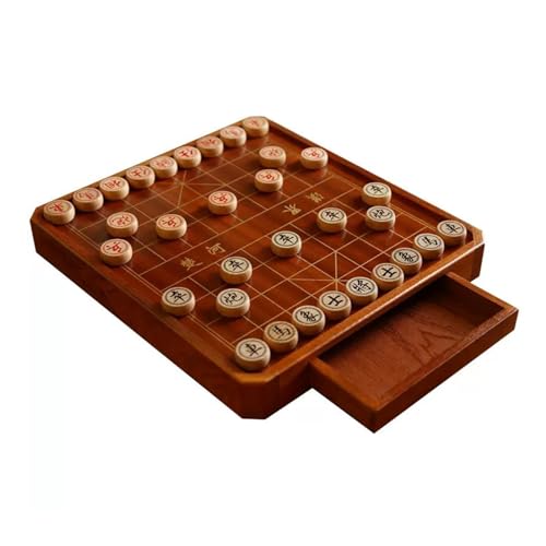 Chinesisches Schach- und Dame-Set mit Aufbewahrungsschublade, tragbar, magnetisch, Xiangqi 2-in-1, Schach- und Dame-Brettspiele, Strategiespiele, Reisespiel(Size:18.9 x 16.7 x 1.9in) von STEPHM