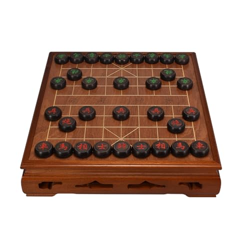 Chinesisches Schachspiel, traditionelle Xiangqi-Strategiespiele, Reisebrettspiele for 2 Spieler mit Schachtisch und Aufbewahrungsbox(Ebony) von STEPHM