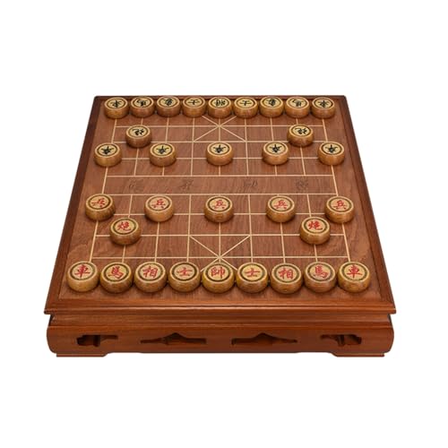 Chinesisches Schachspiel, traditionelle Xiangqi-Strategiespiele, Reisebrettspiele for 2 Spieler mit Schachtisch und Aufbewahrungsbox(Wenge) von STEPHM