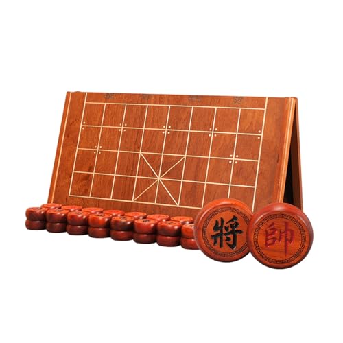 Chinesisches Schachspiel, traditionelles Xiangqi, tragbares Reisebrettspielset, Strategiespiel for 2 Spieler mit Palisanderfigur und faltbarem Schachbrett(4.8cm/1.9in) von STEPHM