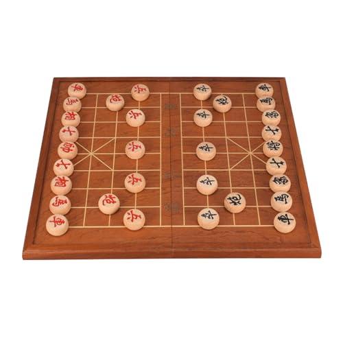 Chinesisches Schachspiel-Set, Buchenholz, tragbares Xiangqi mit faltbarem Holzbrett, Tisch-Strategiespiel for 2 Spieler(2.6cm/1in) von STEPHM