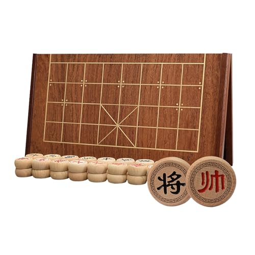 Chinesisches Schachspiel-Set, Buchenholz, tragbares Xiangqi mit faltbarem Holzbrett, Tisch-Strategiespiel for 2 Spieler(5.8cm/2.3in) von STEPHM