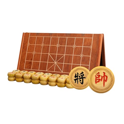 Chinesisches Schachspiel-Set, Buchsbaum, tragbares Xiangqi mit faltbarem Holzbrett, Tisch-Strategiespiel, Reisebrettspiel for 2 Spieler(3.8cm/1.5in) von STEPHM