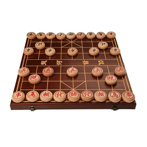 Chinesisches Schachspiel-Set, tragbares Xiangqi aus Buchenholz mit faltbarem Holzbrett, Tisch-Strategiespiel for 2 Spieler, for Teenager, Erwachsene und Familien(Size:3.8cm/1.5in) von STEPHM