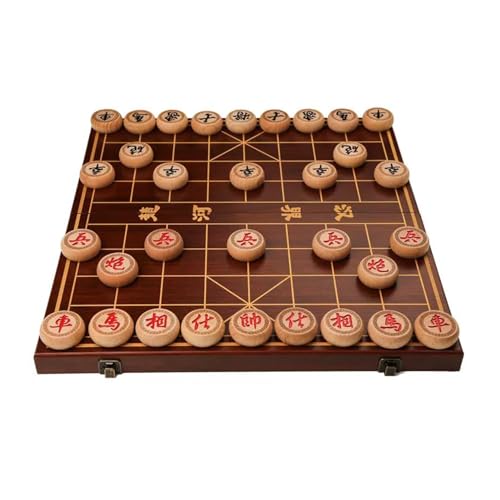Chinesisches Schachspiel-Set, tragbares Xiangqi aus Buchenholz mit faltbarem Holzbrett, Tisch-Strategiespiel for 2 Spieler, for Teenager, Erwachsene und Familien(Size:5.8cm/2.3in) von STEPHM