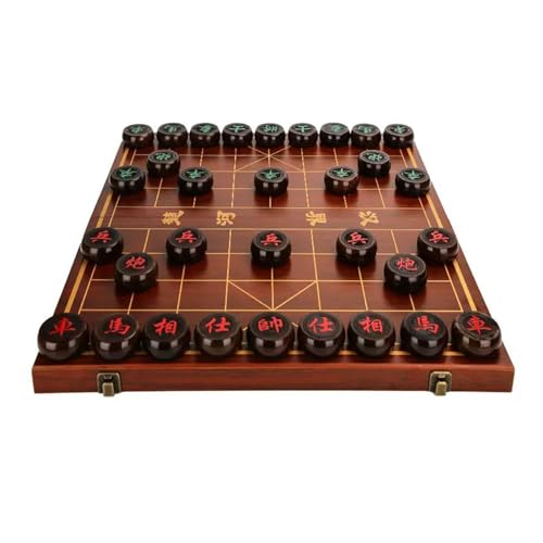 Chinesisches Schachspiel-Set aus Ebenholz, tragbares Xiangqi mit klappbarem Brett, Tisch-Lernstrategiespiel for 2 Spieler, for Teenager, Erwachsene und Familien(Size:4.8cm/1.9in) von STEPHM