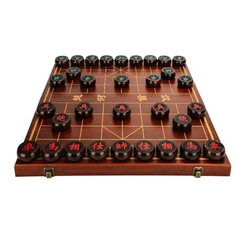 Chinesisches Schachspiel-Set aus Ebenholz, tragbares Xiangqi mit klappbarem Brett, Tisch-Lernstrategiespiel for 2 Spieler, for Teenager, Erwachsene und Familien(Size:5.8cm/2.3in) von STEPHM
