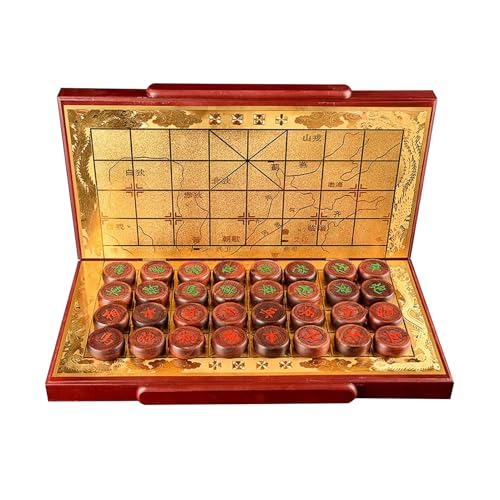 Chinesisches Schachspiel Xiangqi, traditionelles, klassisches, pädagogisches Strategie-Brettspiel for 2 Spieler, Reisespielset mit Sandelholzfiguren und MDF-Schachbrett(5cm/2in) von STEPHM