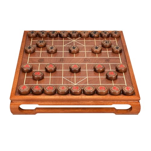 Chinesisches Schachspiel mit Tisch und Geschenkbox, traditionelle Xiangqi-Strategiespiele, Reisebrettspiele for 2 Spieler(Agarwood) von STEPHM