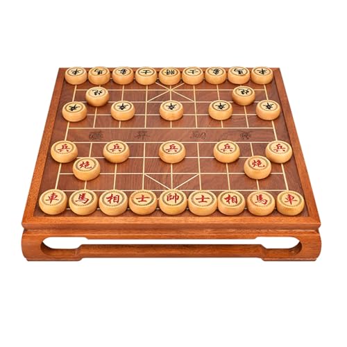 Chinesisches Schachspiel mit Tisch und Geschenkbox, traditionelle Xiangqi-Strategiespiele, Reisebrettspiele for 2 Spieler(Chinese torreya) von STEPHM