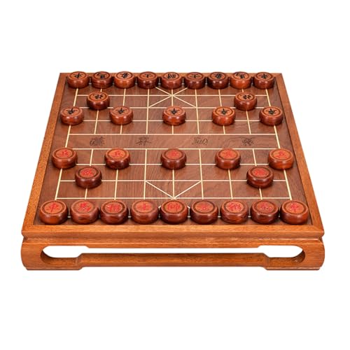 Chinesisches Schachspiel mit Tisch und Geschenkbox, traditionelle Xiangqi-Strategiespiele, Reisebrettspiele for 2 Spieler(Siam rosewood) von STEPHM