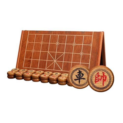 Chinesisches Schachspiel mit faltbarem Schachbrett, Wenge, traditionelles Xiangqi, tragbares Reisebrettspielset, Strategiespiel for 2 Spieler(5.8cm/2.3in) von STEPHM