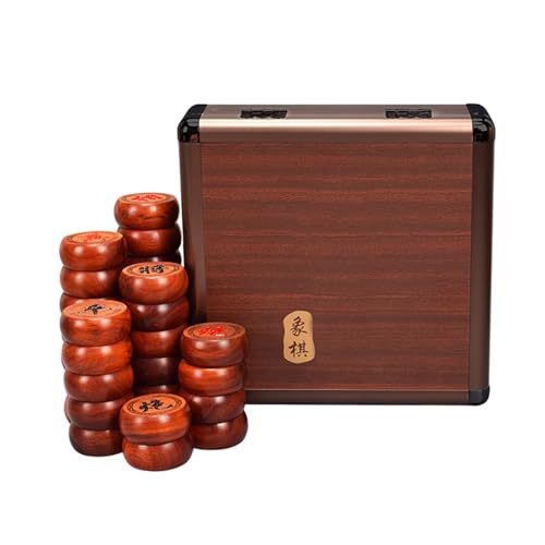 Chinesisches Xiangqi-Palisander for 2 Spieler, traditionelles tragbares chinesisches Schach-Reisebrettspiel, Strategiespiel-Set mit Lederschachbrett und Geschenkbox(3.8cm/1.5in) von STEPHM