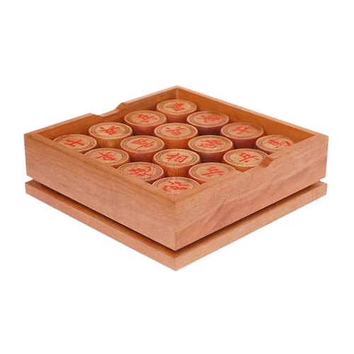 Chinesisches Xiangqi for 2 Spieler, traditionelles tragbares chinesisches Schachbrettspielset for unterwegs mit Figuren aus Palisander, Schachbrett aus Leder und Geschenkbox(10cm/3.9in) von STEPHM