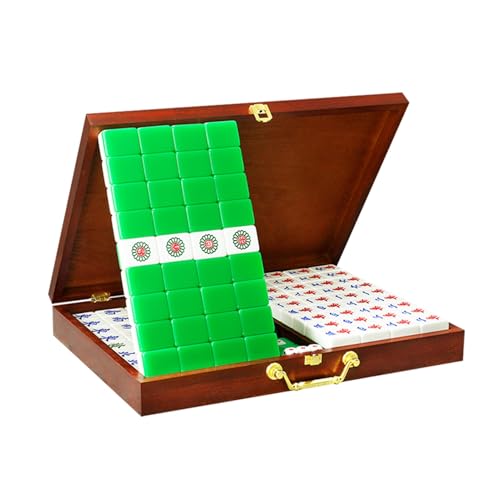 STEPHM Chinesisches Mahjong-Set, 144 nummerierte Acrylsteine, tragbares Majiang-Komplett-Mah-Jongg-Set mit Matte, 2 Ersatzsteinen, 3 Würfeln und Aufbewahrungsbox(#39) von STEPHM